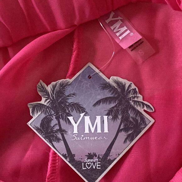 YMI PINK SHEER COVER UP PANTS SPLIT LEG SWIM COVER UP FUCHSIA SMALL - Picture 6 of 8